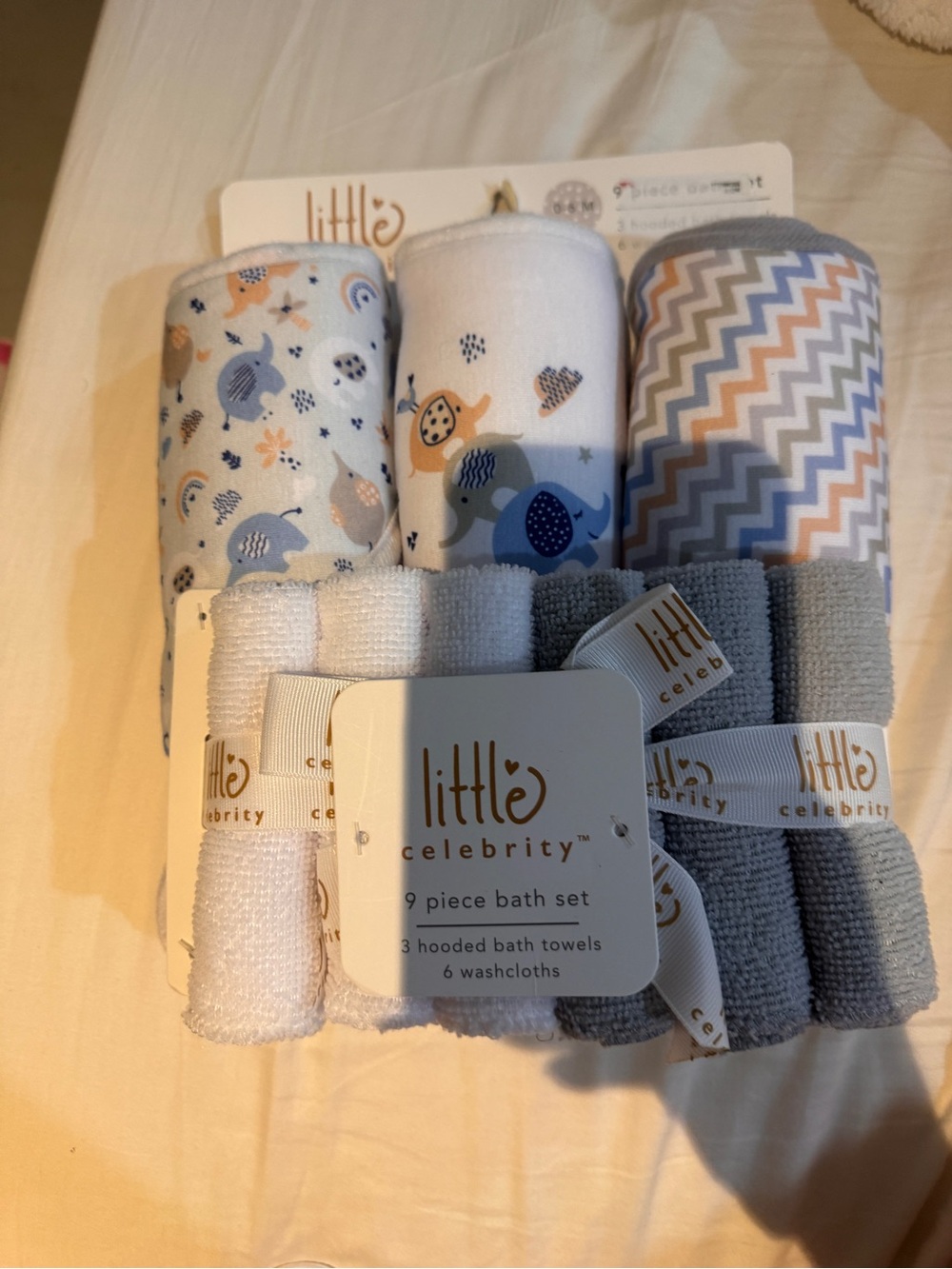 Source Unknown Little Celebrity Baby Bath Set in Blue, Gray & White